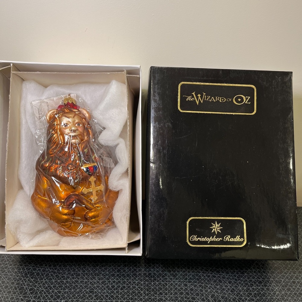 The Wizard of Oz Christopher Radko Cowardly Lion Christmas Ornament NIB RARE